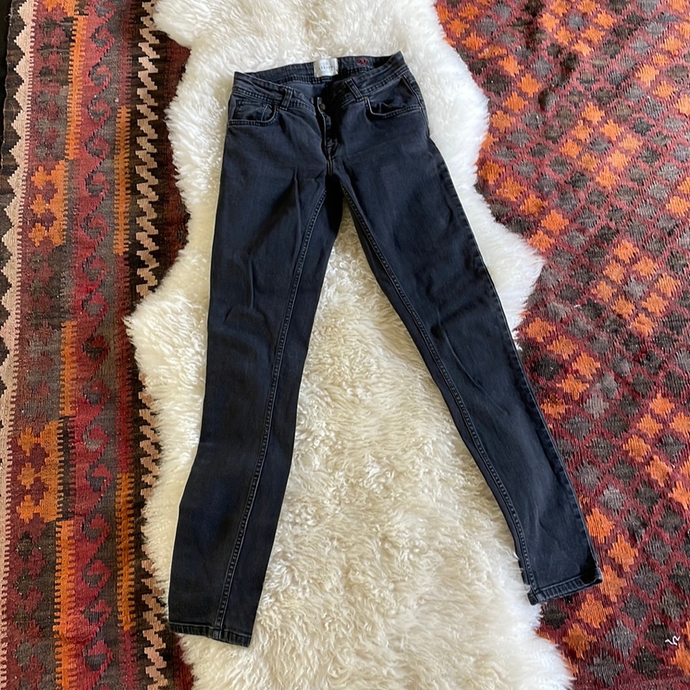 Sezane Dark Gray-washed black straight skinny jeans size 29